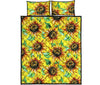 Sunflower Cartoon Pattern Print Bed Set Quilt-grizzshop