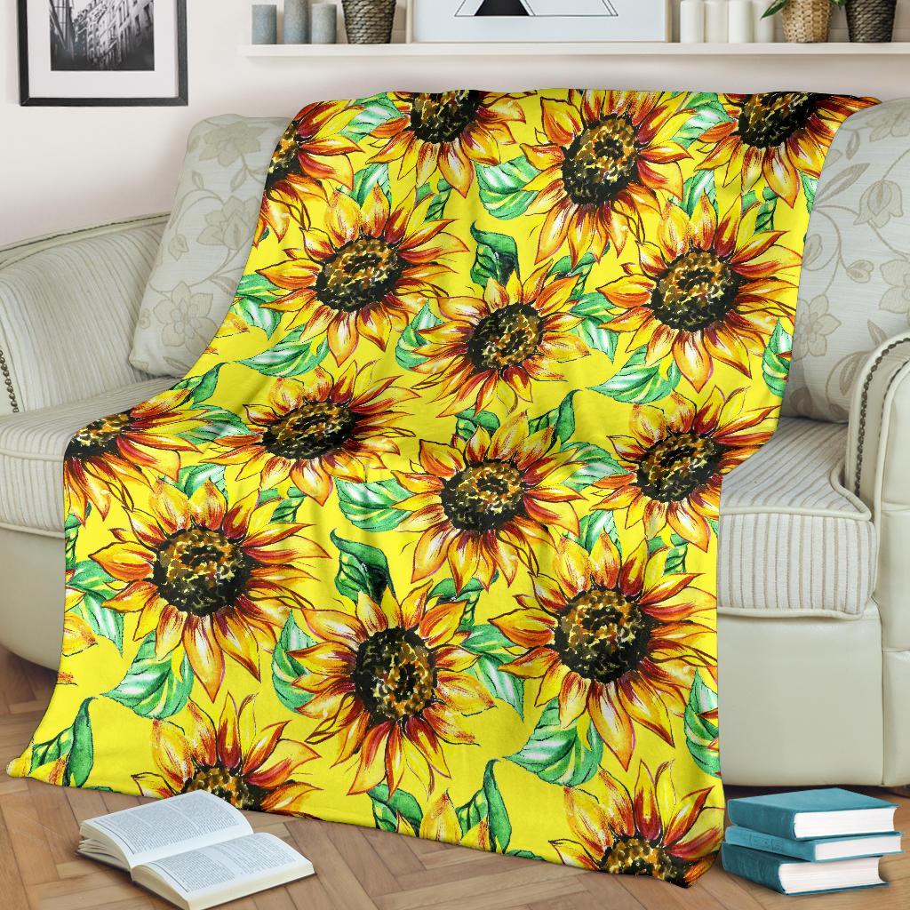 Sunflower Cartoon Pattern Print Blanket-grizzshop