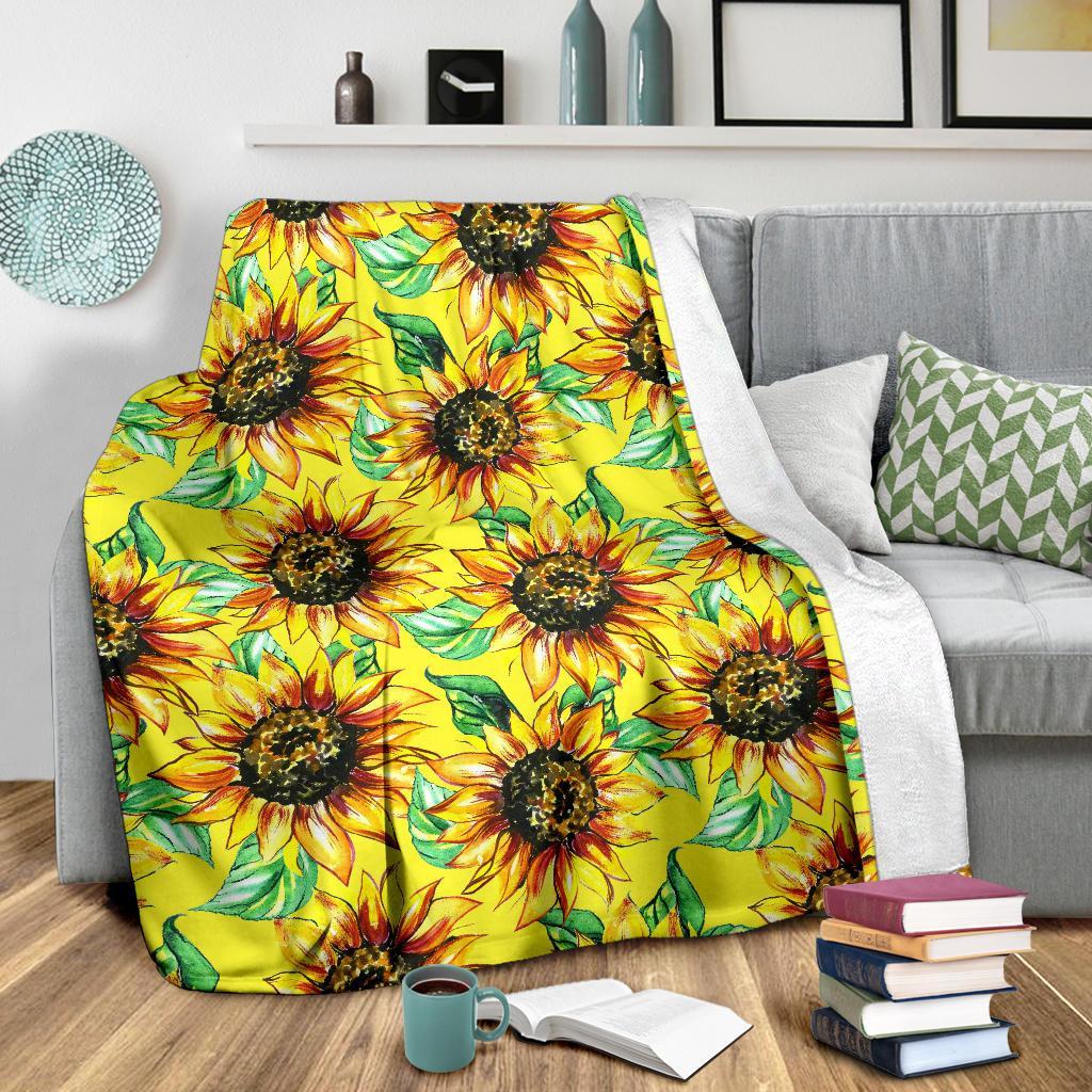 Sunflower Cartoon Pattern Print Blanket-grizzshop