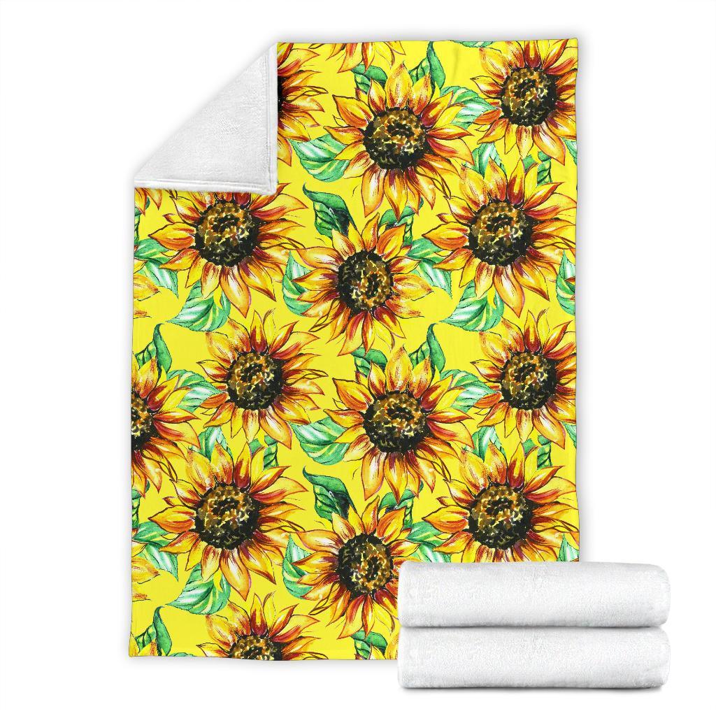 Sunflower Cartoon Pattern Print Blanket-grizzshop