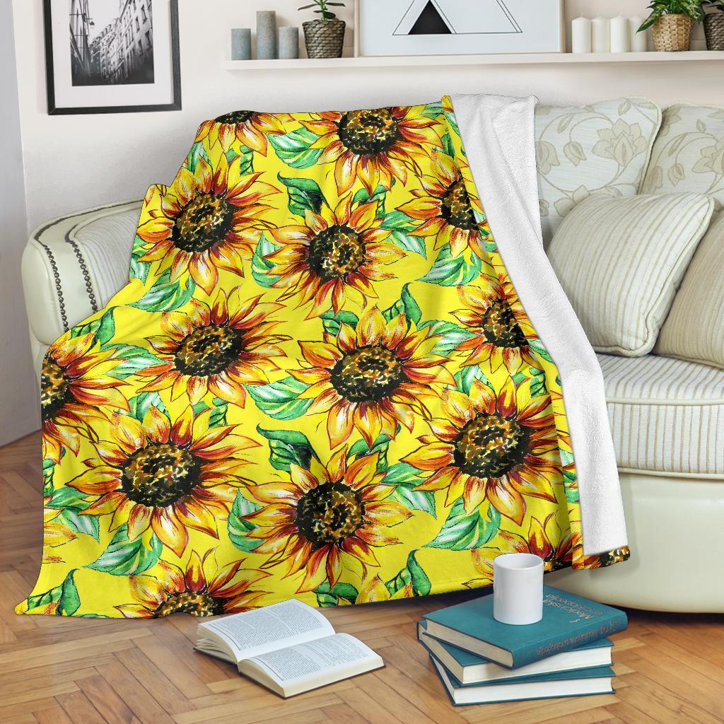 Sunflower Cartoon Pattern Print Blanket-grizzshop