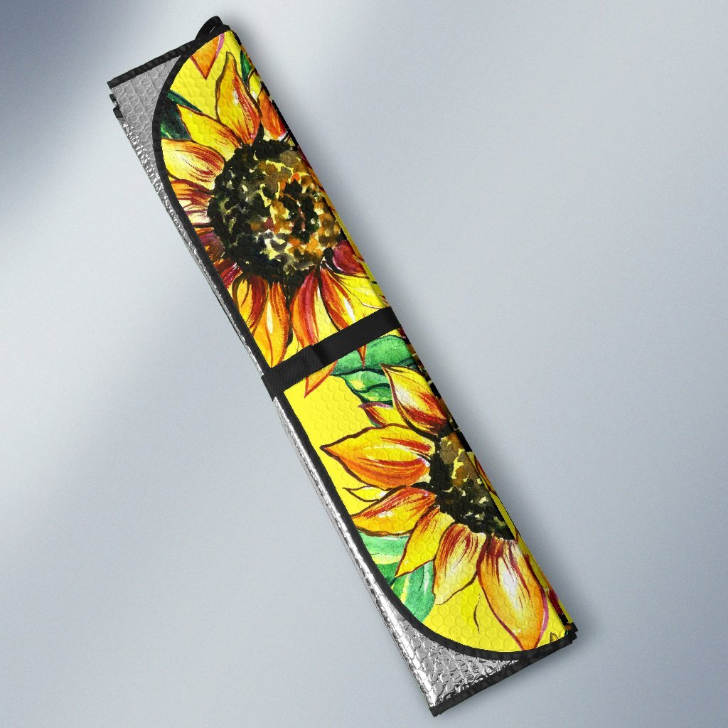 Sunflower Cartoon Pattern Print Car Sun Shade-grizzshop