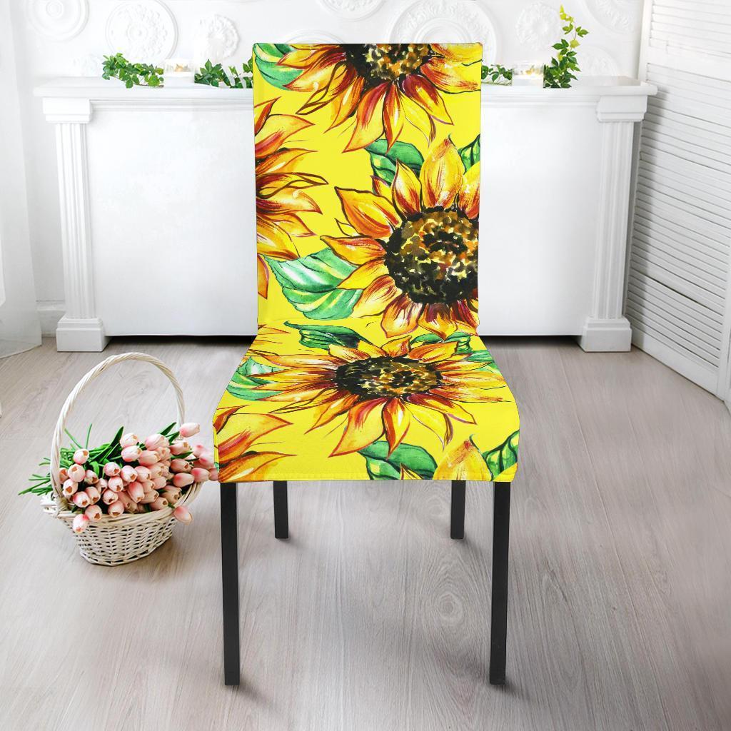 Sunflower Cartoon Pattern Print Chair Cover-grizzshop