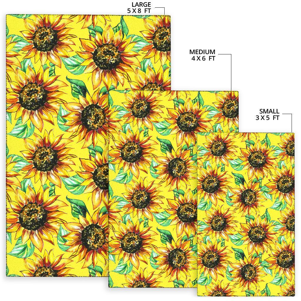 Sunflower Cartoon Pattern Print Floor Mat-grizzshop