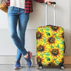 Sunflower Cartoon Pattern Print Luggage Cover Protector-grizzshop