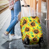 Sunflower Cartoon Pattern Print Luggage Cover Protector-grizzshop