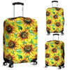 Sunflower Cartoon Pattern Print Luggage Cover Protector-grizzshop