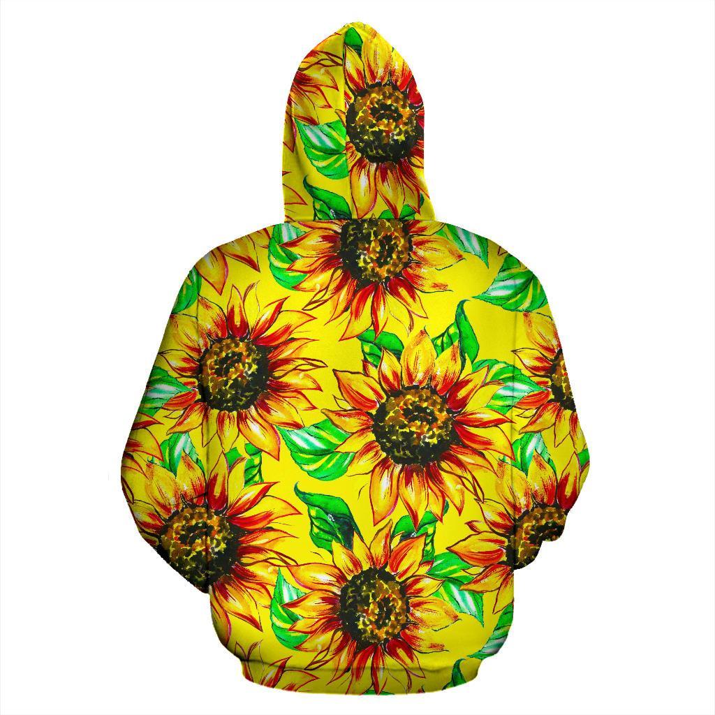 Sunflower Cartoon Pattern Print Men Women Pullover Hoodie-grizzshop
