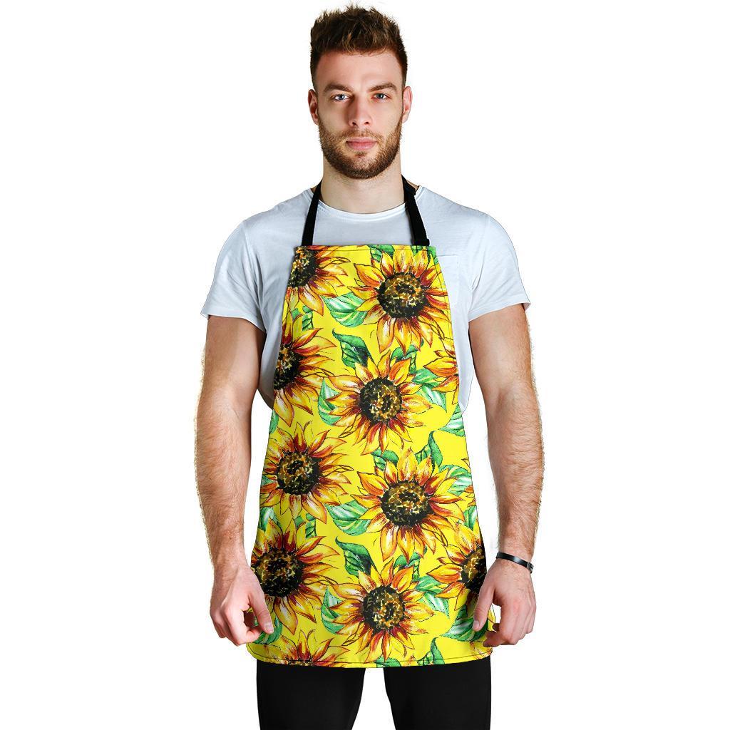 Sunflower Cartoon Pattern Print Men's Apron-grizzshop