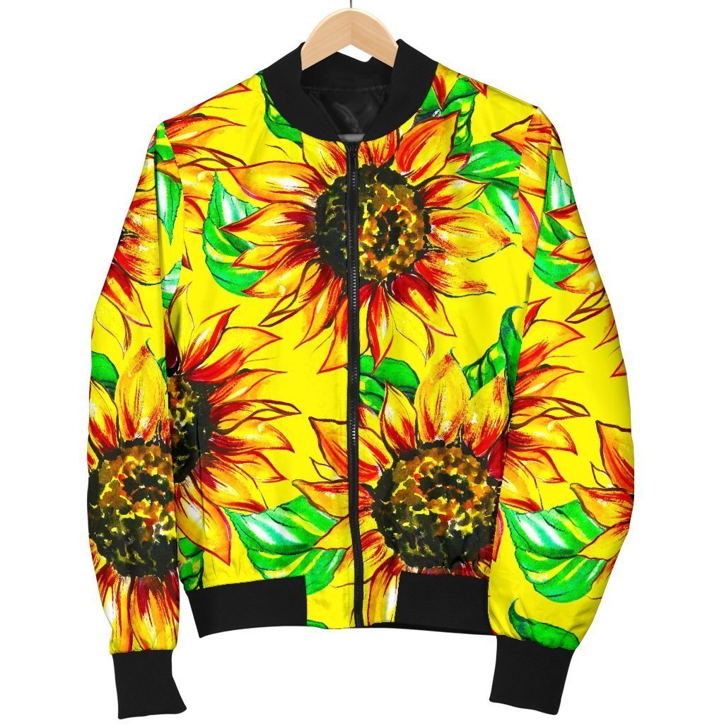 Sunflower Cartoon Pattern Print Men's Bomber Jacket-grizzshop