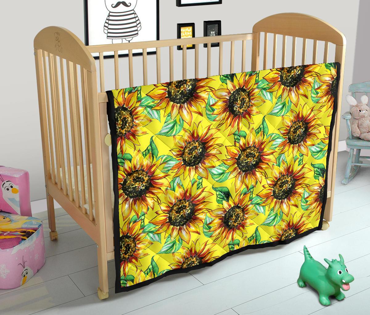 Sunflower Cartoon Pattern Print Quilt-grizzshop