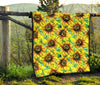 Sunflower Cartoon Pattern Print Quilt-grizzshop