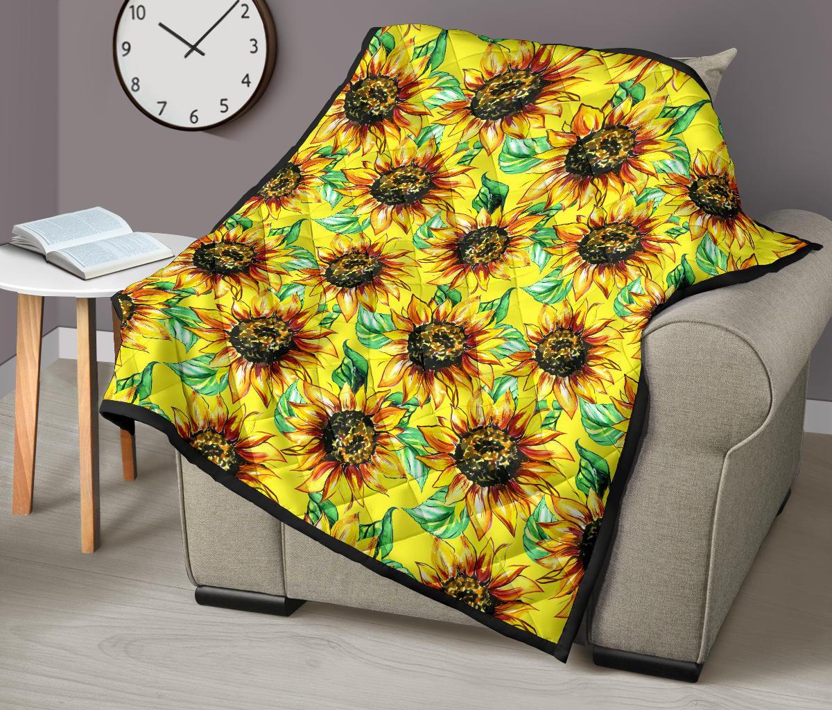 Sunflower Cartoon Pattern Print Quilt-grizzshop