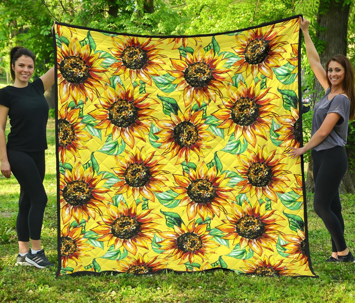 Sunflower Cartoon Pattern Print Quilt-grizzshop