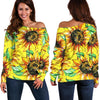 Load image into Gallery viewer, Sunflower Cartoon Pattern Print Women Off Shoulder Sweatshirt-grizzshop