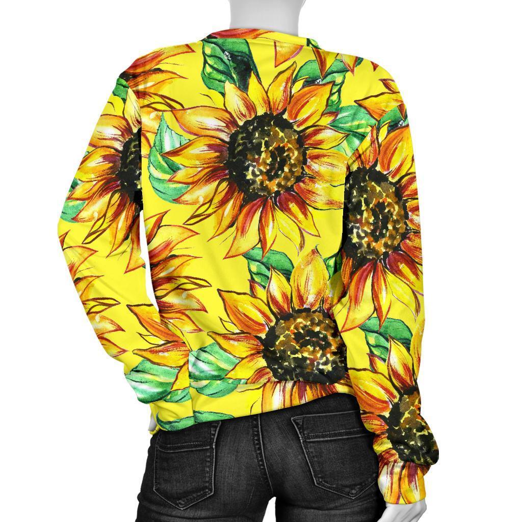 Sunflower Cartoon Pattern Print Women's Sweatshirt-grizzshop