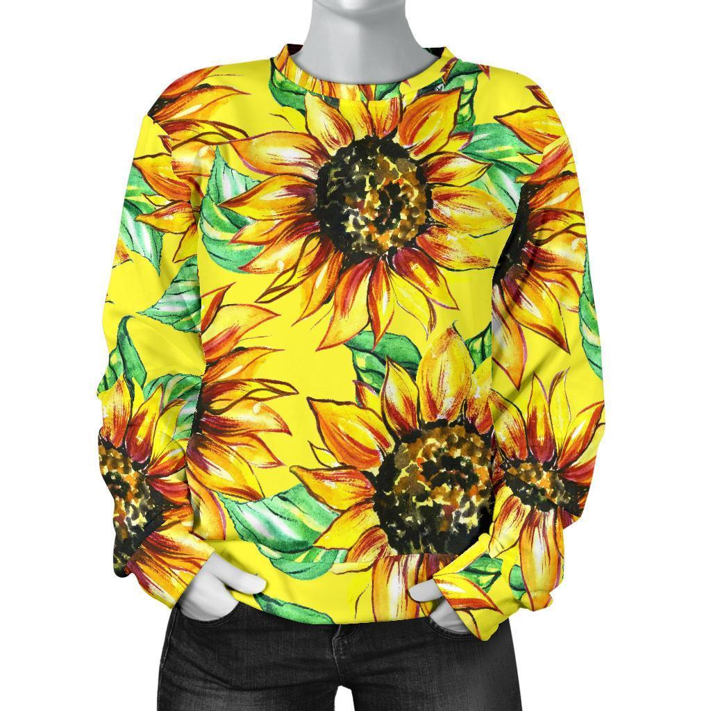 Sunflower Cartoon Pattern Print Women's Sweatshirt-grizzshop