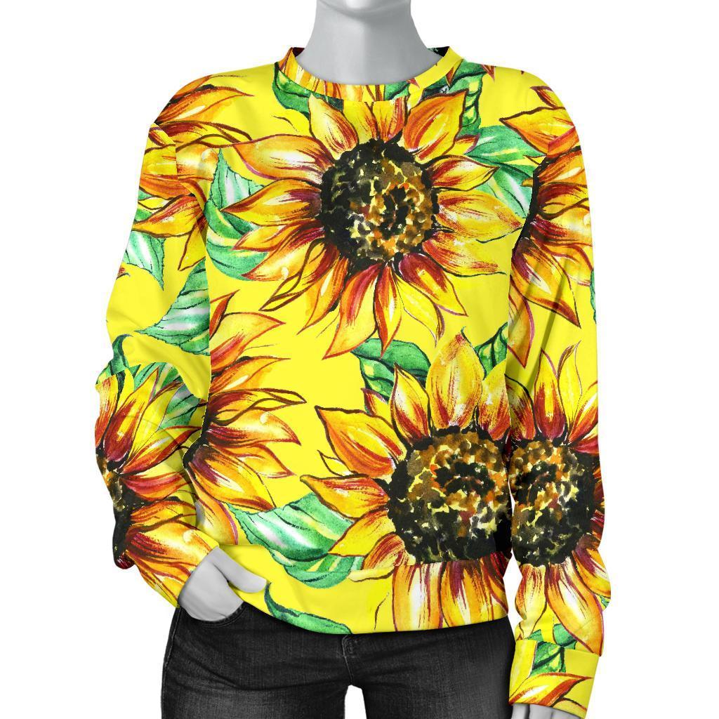 Sunflower Cartoon Pattern Print Women's Sweatshirt-grizzshop