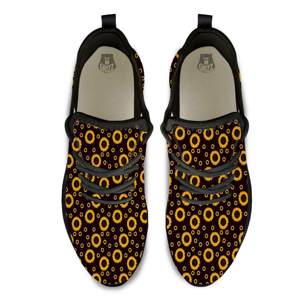 Sunflower Dark Print Pattern Black Athletic Shoes-grizzshop