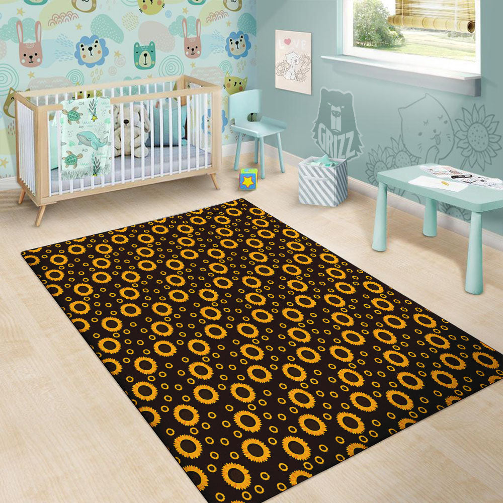 Sunflower Dark Print Pattern Floor Mat-grizzshop