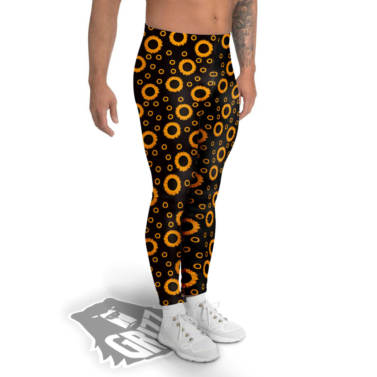 Sunflower Dark Print Pattern Men's Leggings-grizzshop
