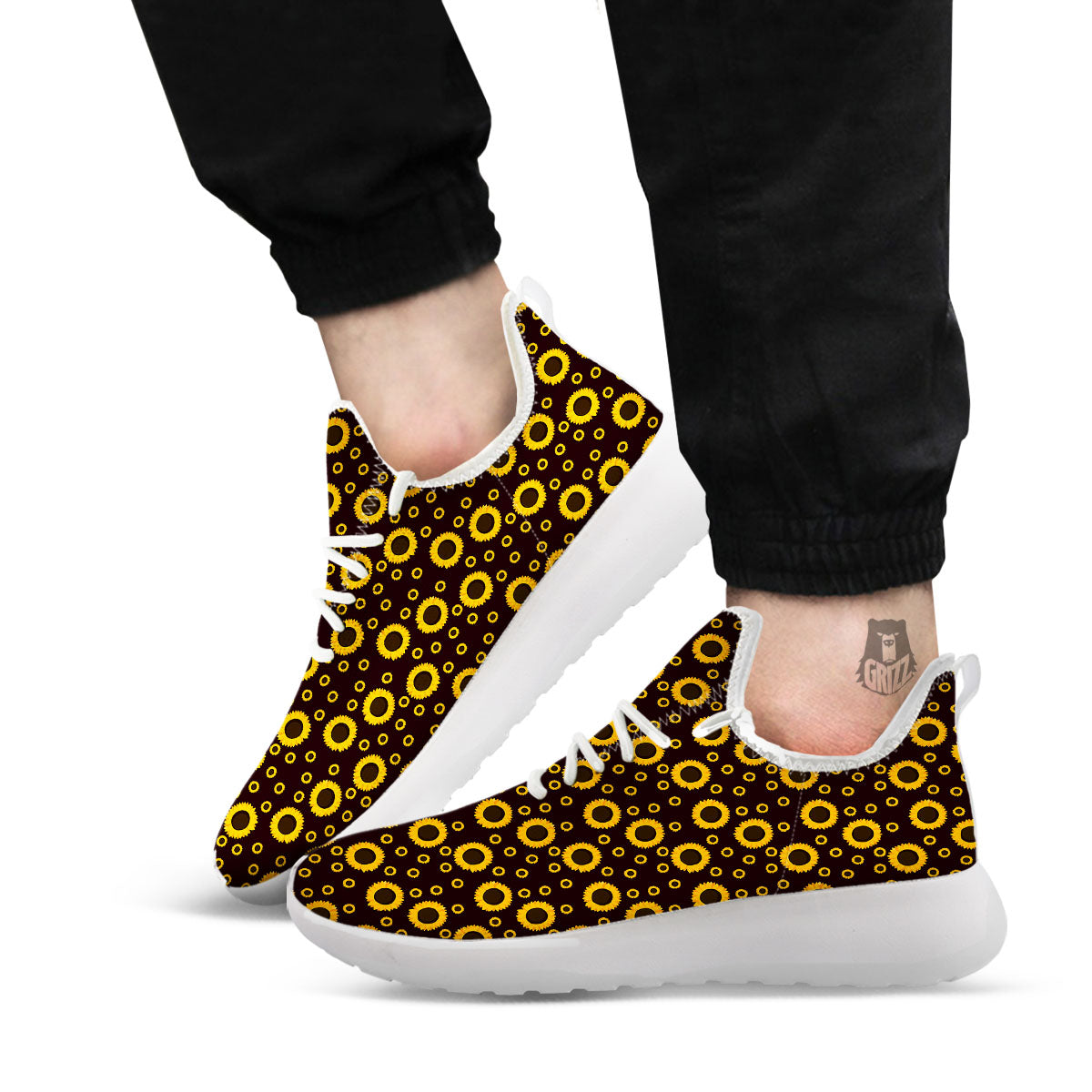 Sunflower Dark Print Pattern White Athletic Shoes-grizzshop