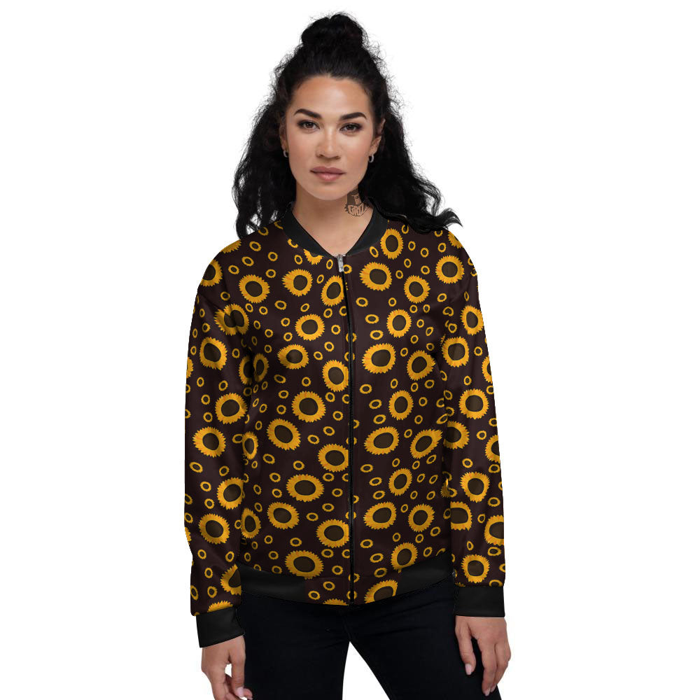 Sunflower Dark Print Pattern Women's Bomber Jacket-grizzshop