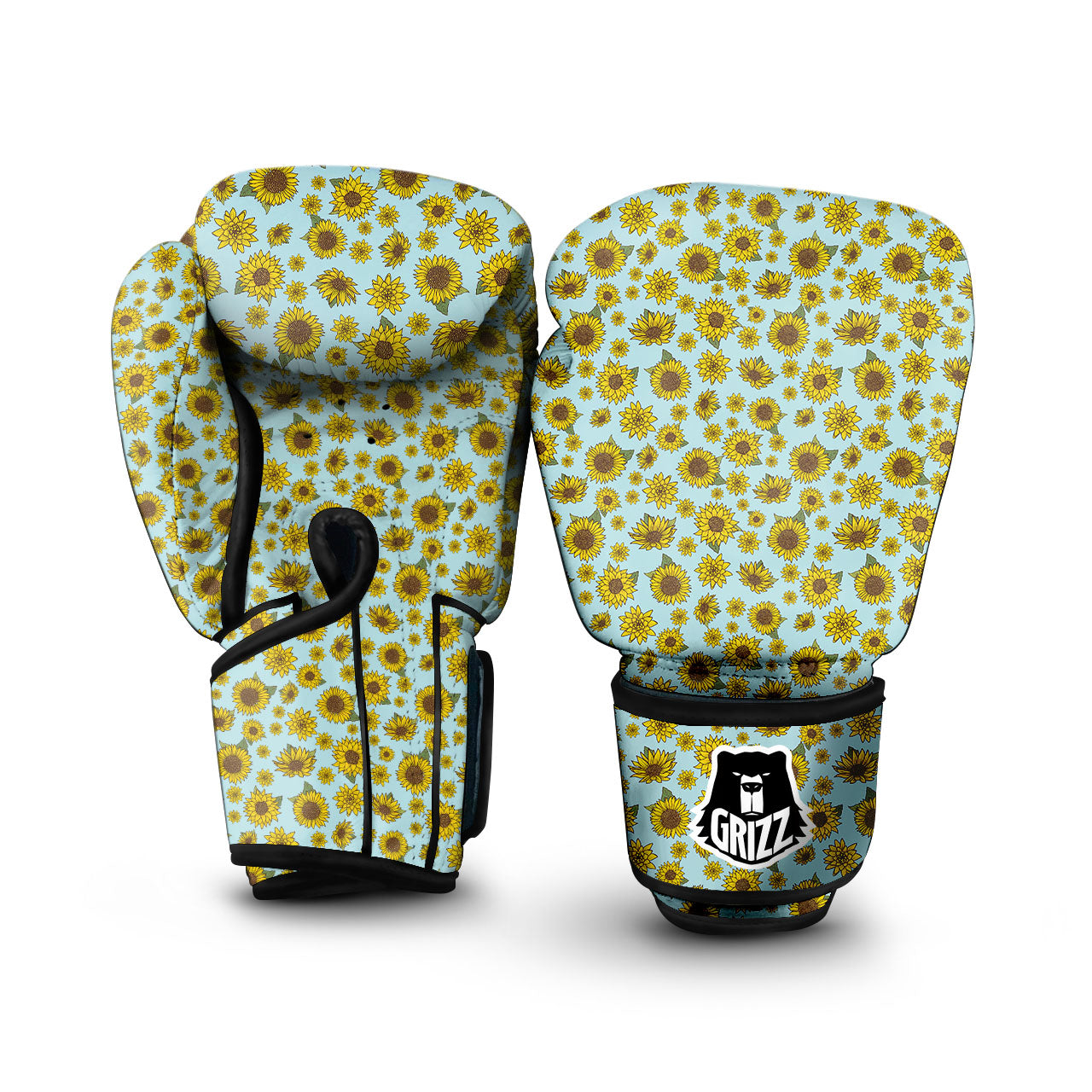 Sunflower Doodle Print Pattern Boxing Gloves-grizzshop