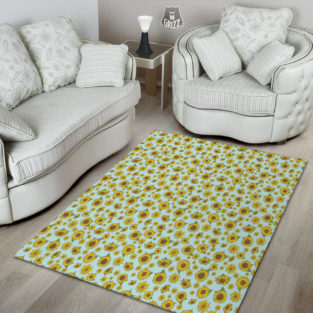 Sunflower Doodle Print Pattern Floor Mat-grizzshop