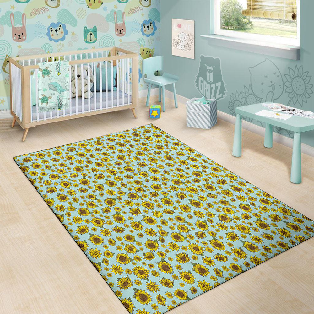 Sunflower Doodle Print Pattern Floor Mat-grizzshop