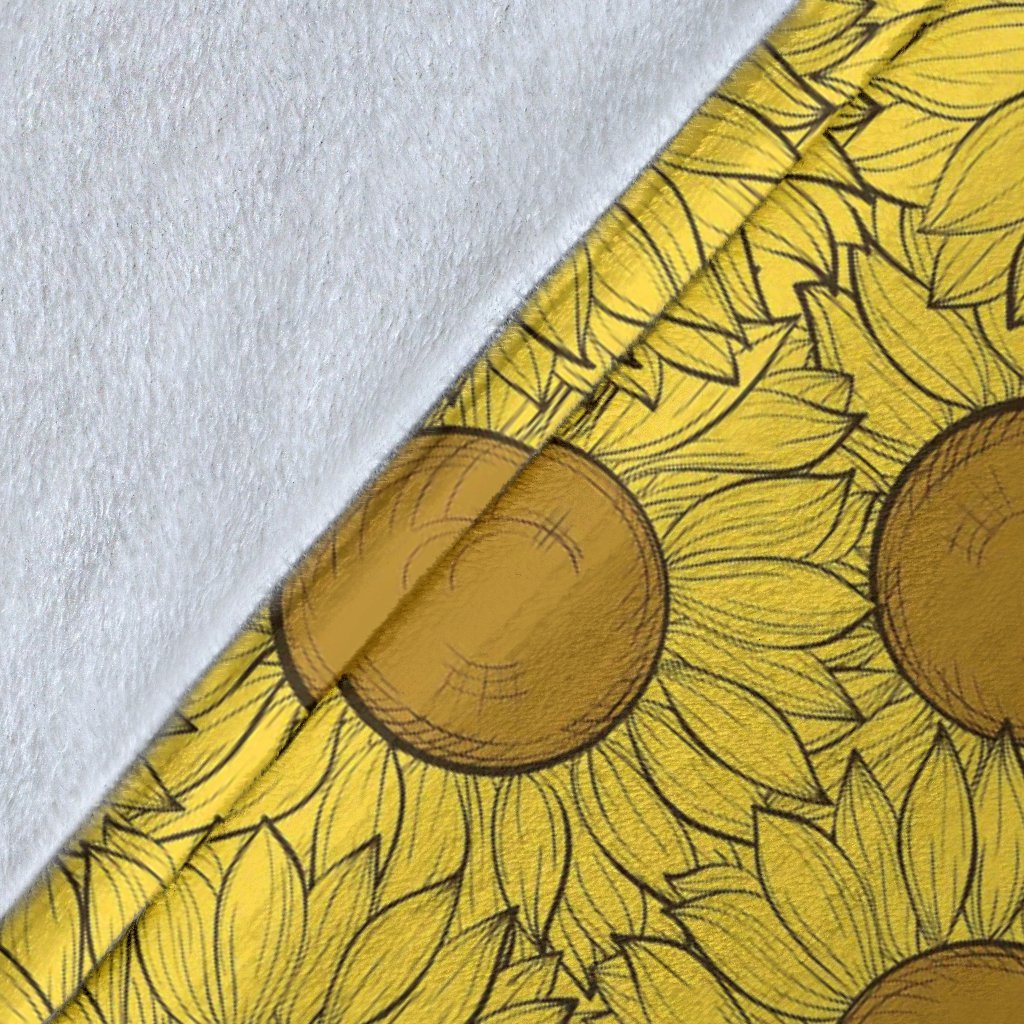 Sunflower Drawing Print Pattern Blanket-grizzshop