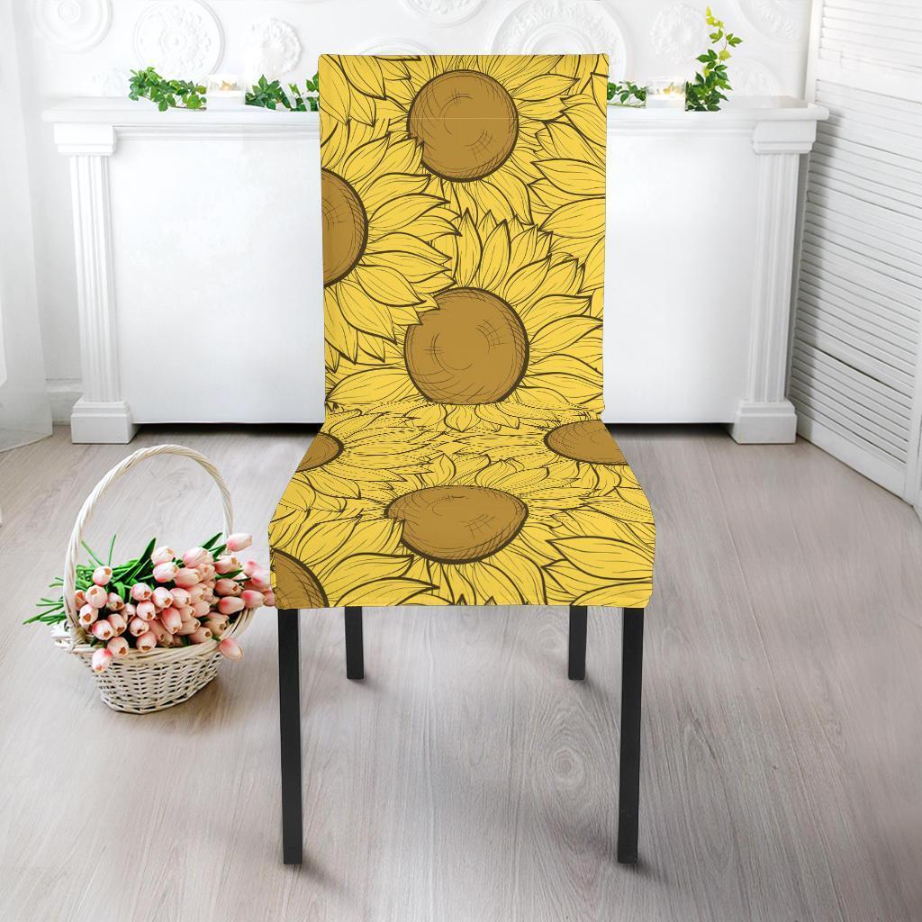 Sunflower Drawing Print Pattern Chair Cover-grizzshop