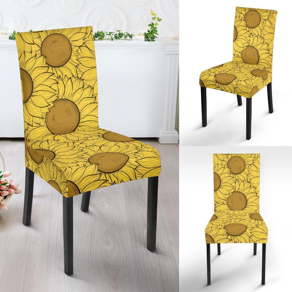 Sunflower Drawing Print Pattern Chair Cover-grizzshop