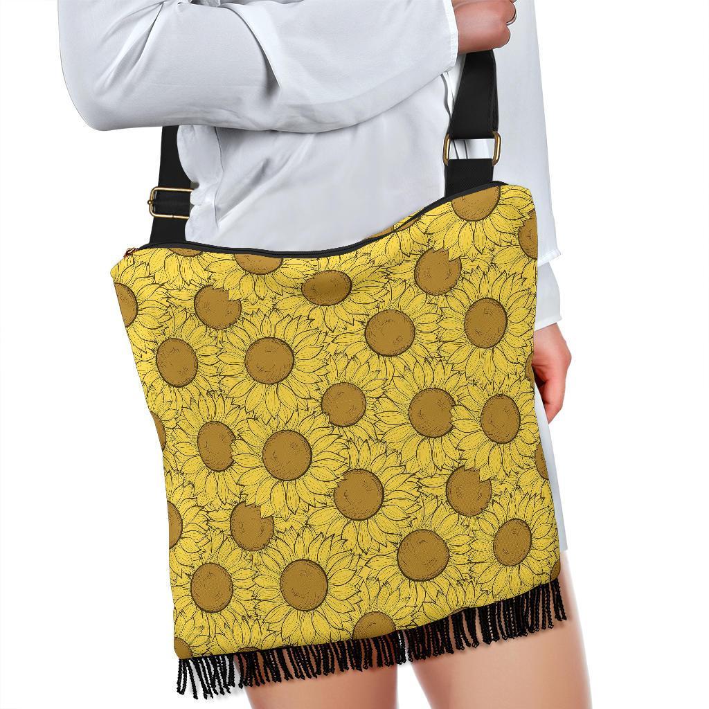 Sunflower Drawing Print Pattern Crossbody Bags-grizzshop