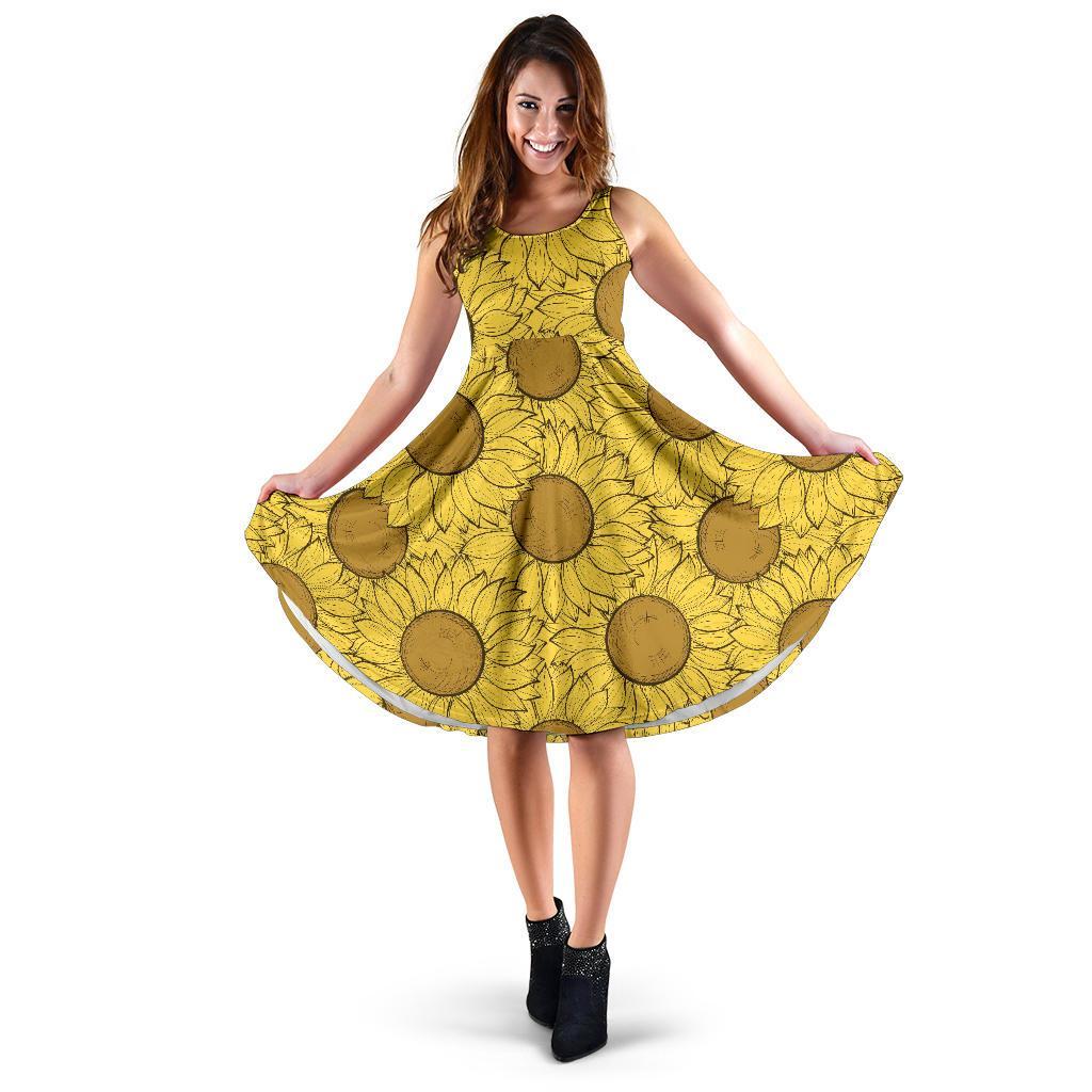 Buy Women White Sunflower Print Belted Skater Dress - Beach Wear Online  India - FabAlley