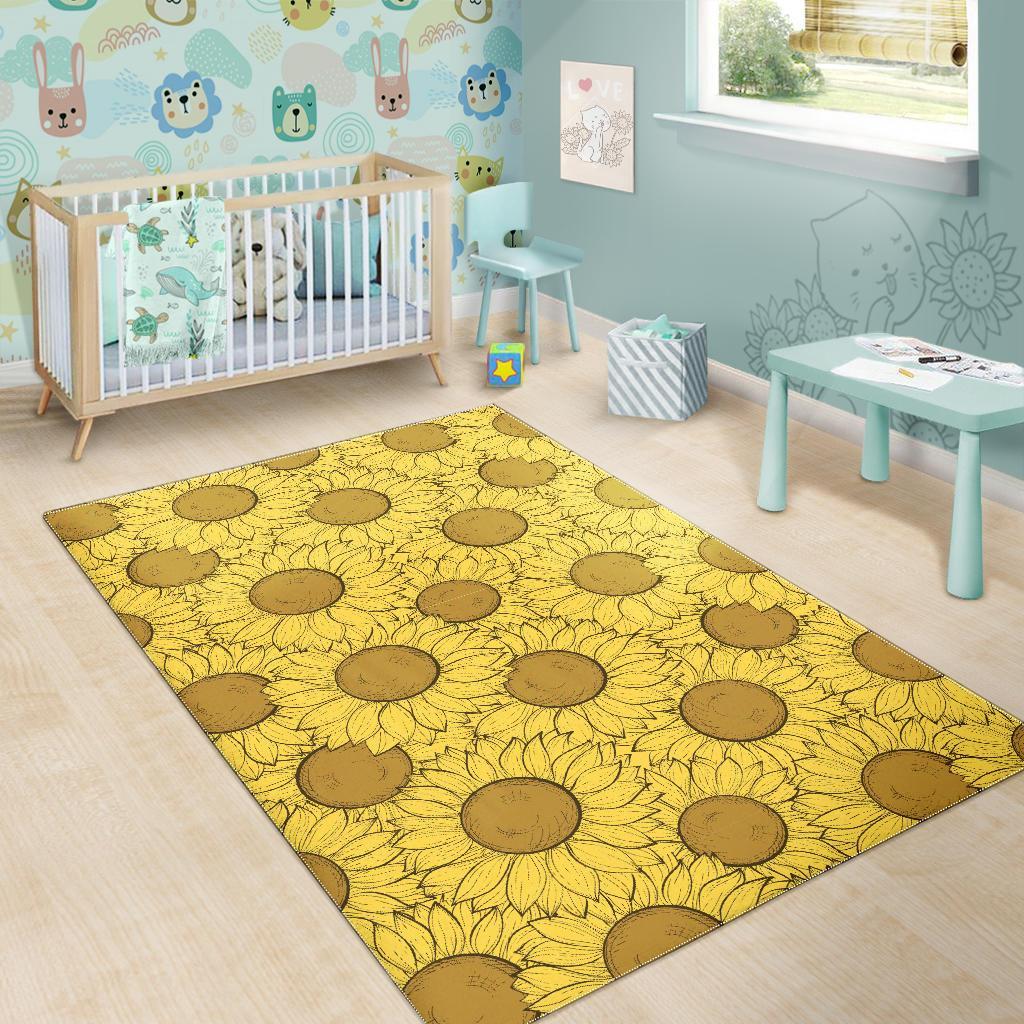 Sunflower Drawing Print Pattern Floor Mat-grizzshop