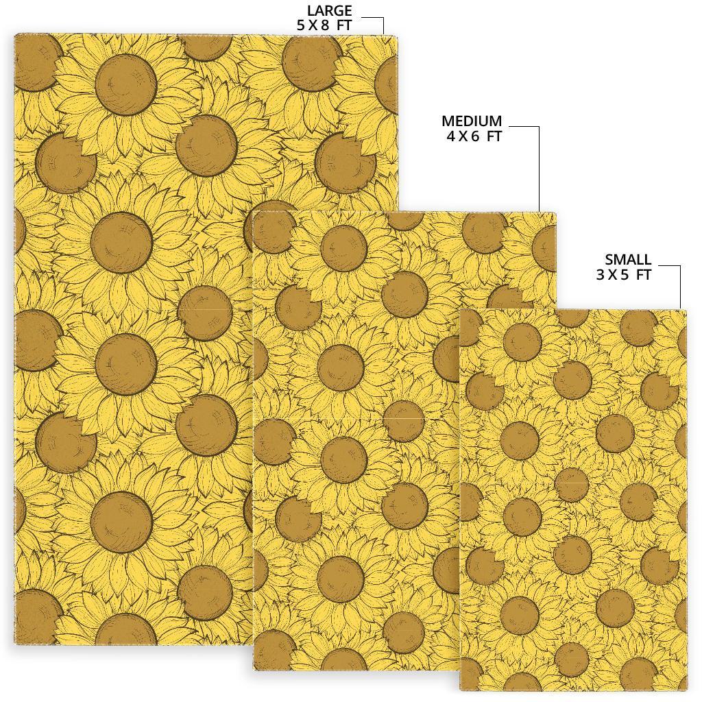 Sunflower Drawing Print Pattern Floor Mat-grizzshop