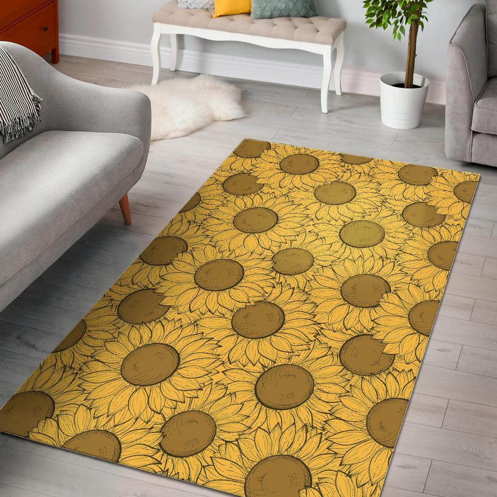 Sunflower Drawing Print Pattern Floor Mat-grizzshop