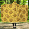 Sunflower Drawing Print Pattern Hooded Blanket-grizzshop