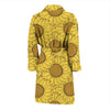 Sunflower Drawing Print Pattern Men Long Robe-grizzshop