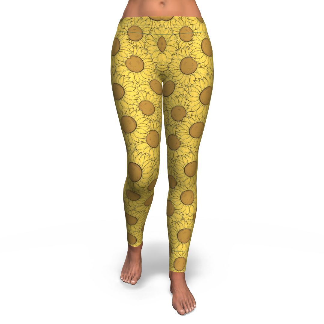 Sunflower Drawing Print Pattern Pattern Women Leggings-grizzshop