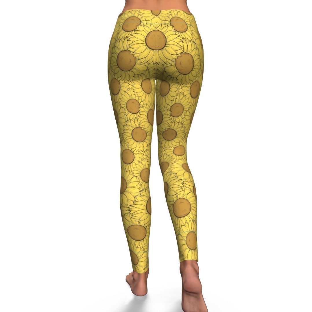 Sunflower Drawing Print Pattern Pattern Women Leggings-grizzshop