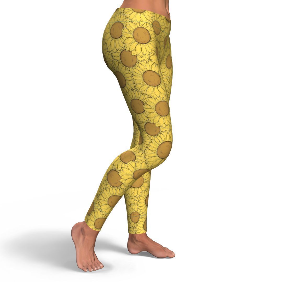 Sunflower Drawing Print Pattern Pattern Women Leggings-grizzshop