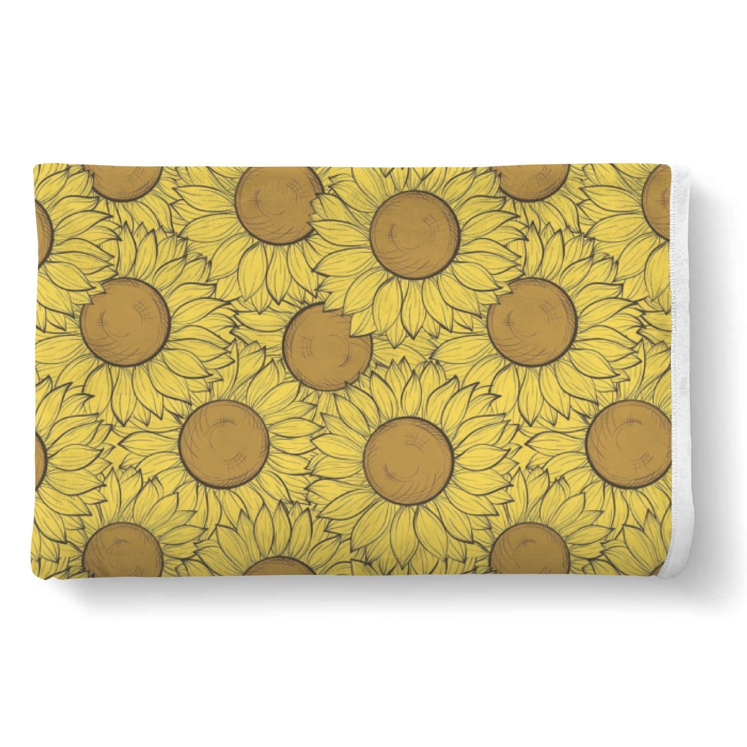 Sunflower Drawing Print Pattern Throw Blanket-grizzshop