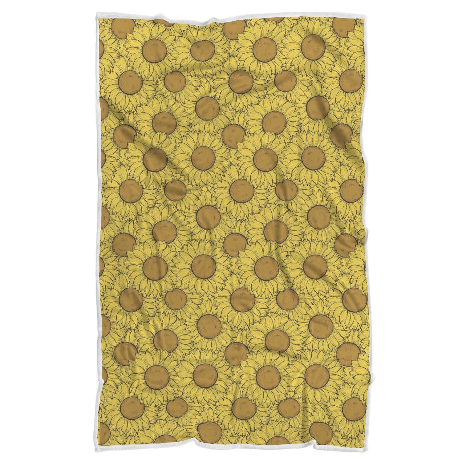 Sunflower Drawing Print Pattern Throw Blanket-grizzshop