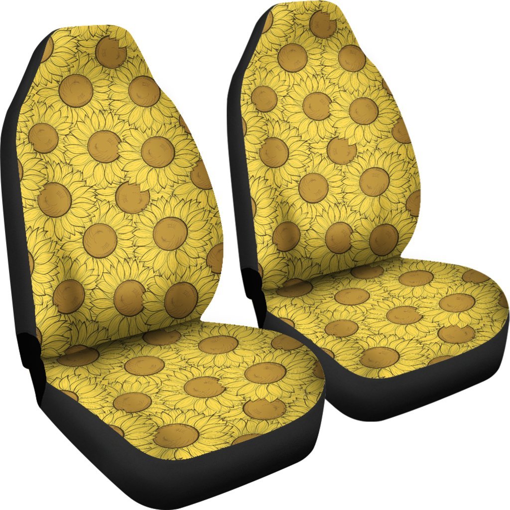 Sunflower Drawing Print Pattern Universal Fit Car Seat Cover-grizzshop