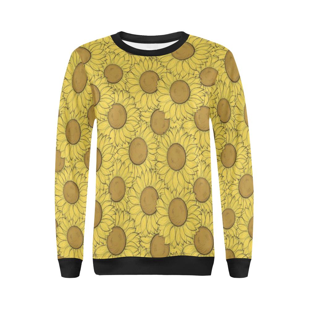 Sunflower Drawing Print Pattern Women Crewneck Sweatshirt-grizzshop