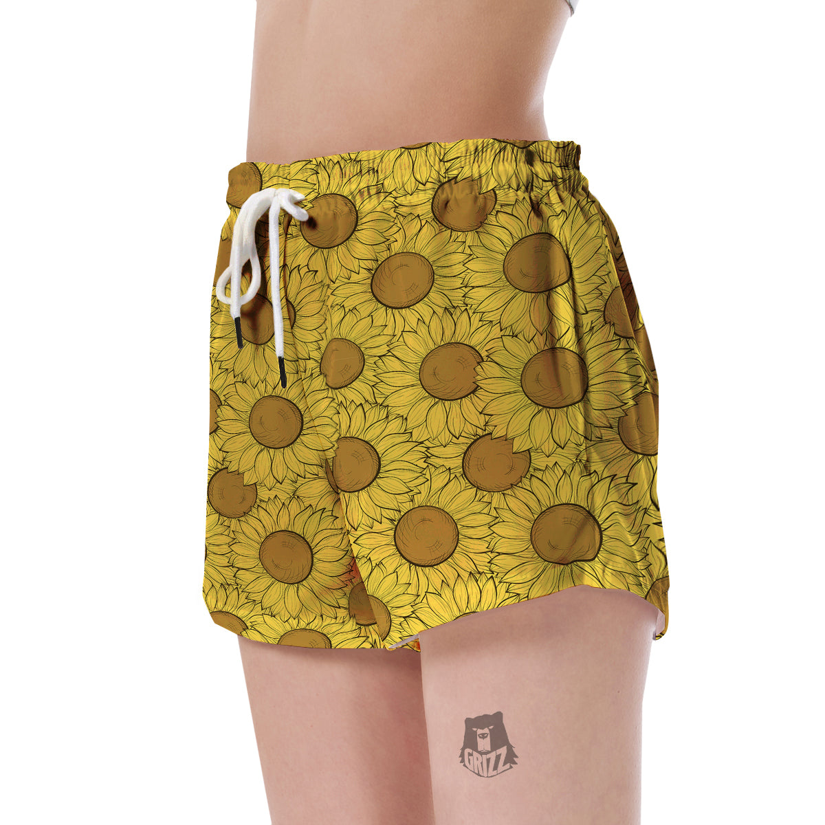 Sunflower Drawing Print Pattern Women's Shorts-grizzshop