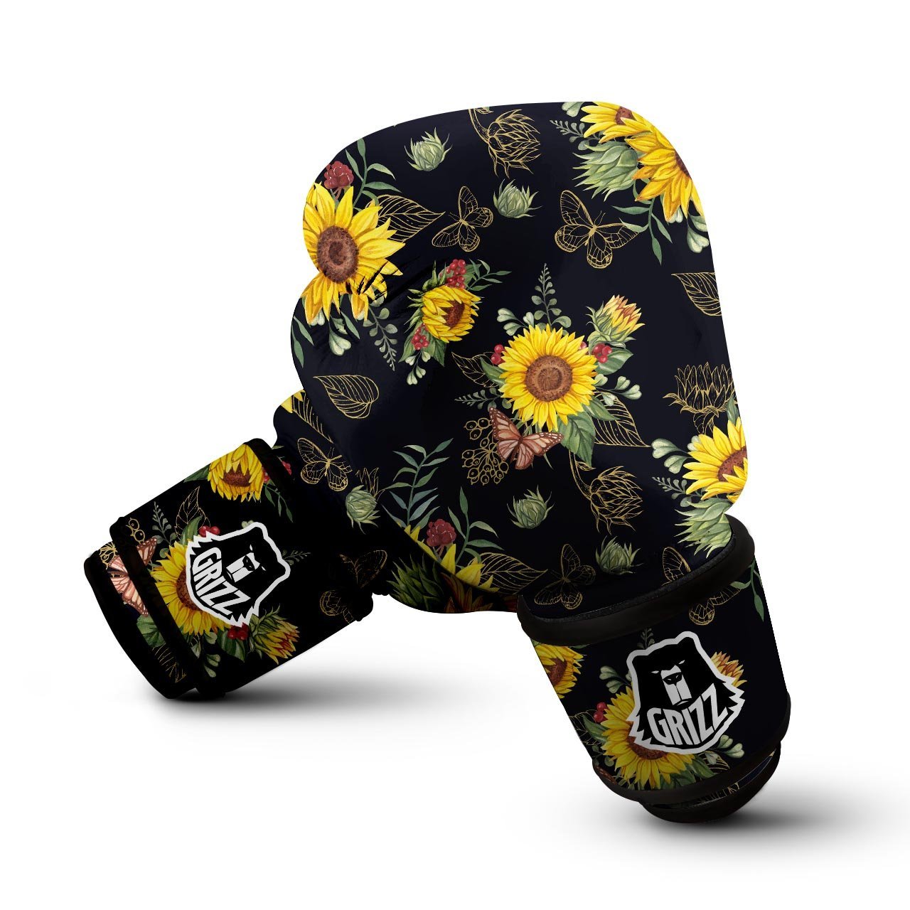 Sunflower Field Print Pattern Boxing Gloves-grizzshop