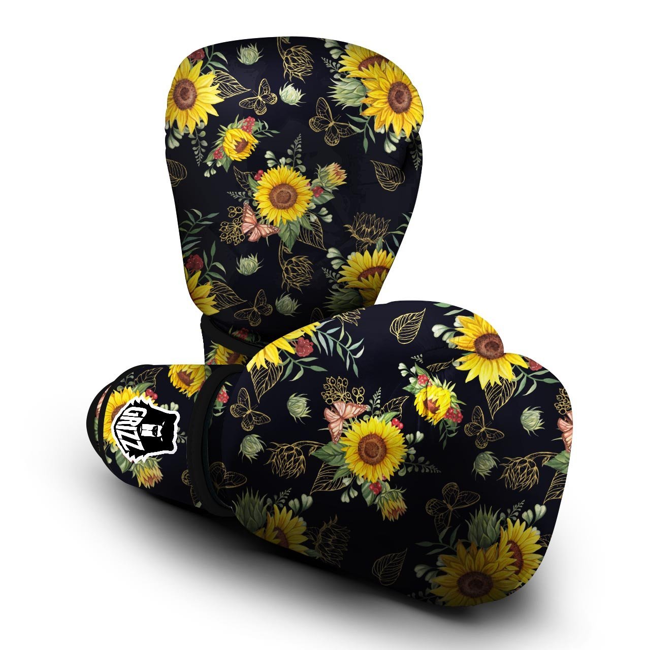 Sunflower Field Print Pattern Boxing Gloves-grizzshop